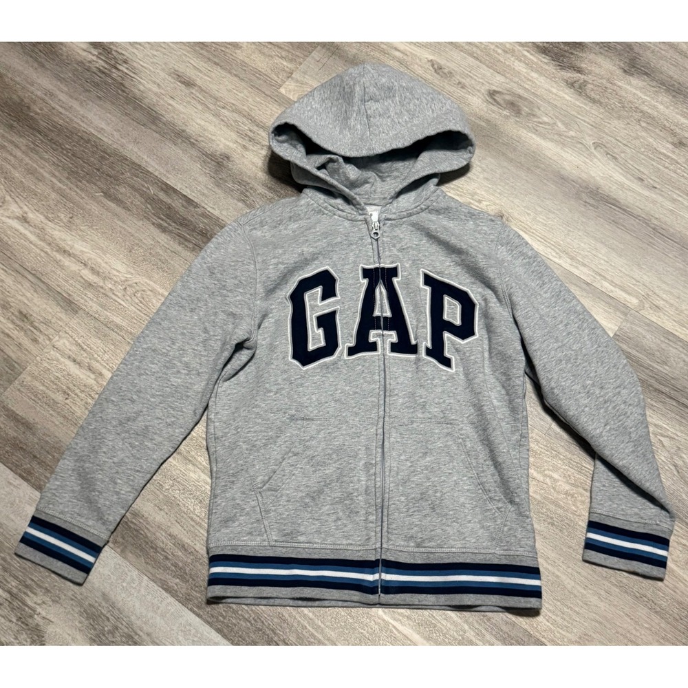 GAP Kids Gray Zip Up Hoodie Sweatshirt Size XL 12 Boys Girls Logo